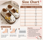Girls Bow Mary Jane Flats – Cartoon PU Shoes with Hook-and-Loop Strap