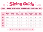 Girls' Corduroy Jacket, Skirt &amp; Suspender Top – 3-Piece Outfit Set