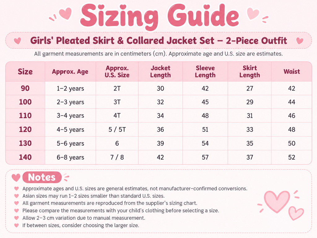Girls' Pleated Skirt & Collared Jacket Set – 2-Piece Outfit