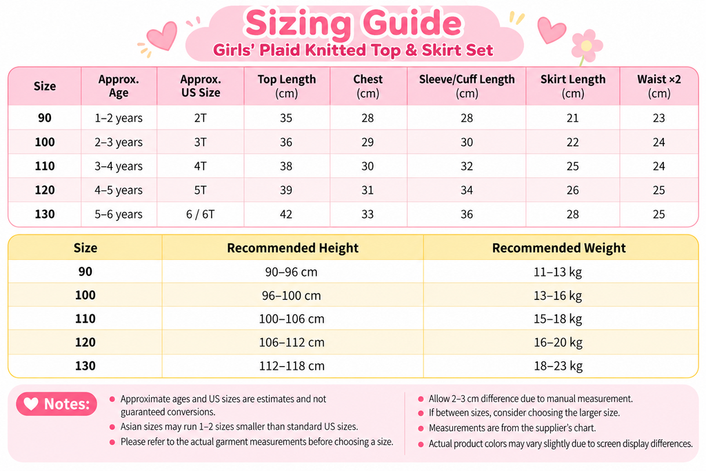 Girls' Plaid Knitted Top & Skirt Set – Cute 2-Piece Outfit
