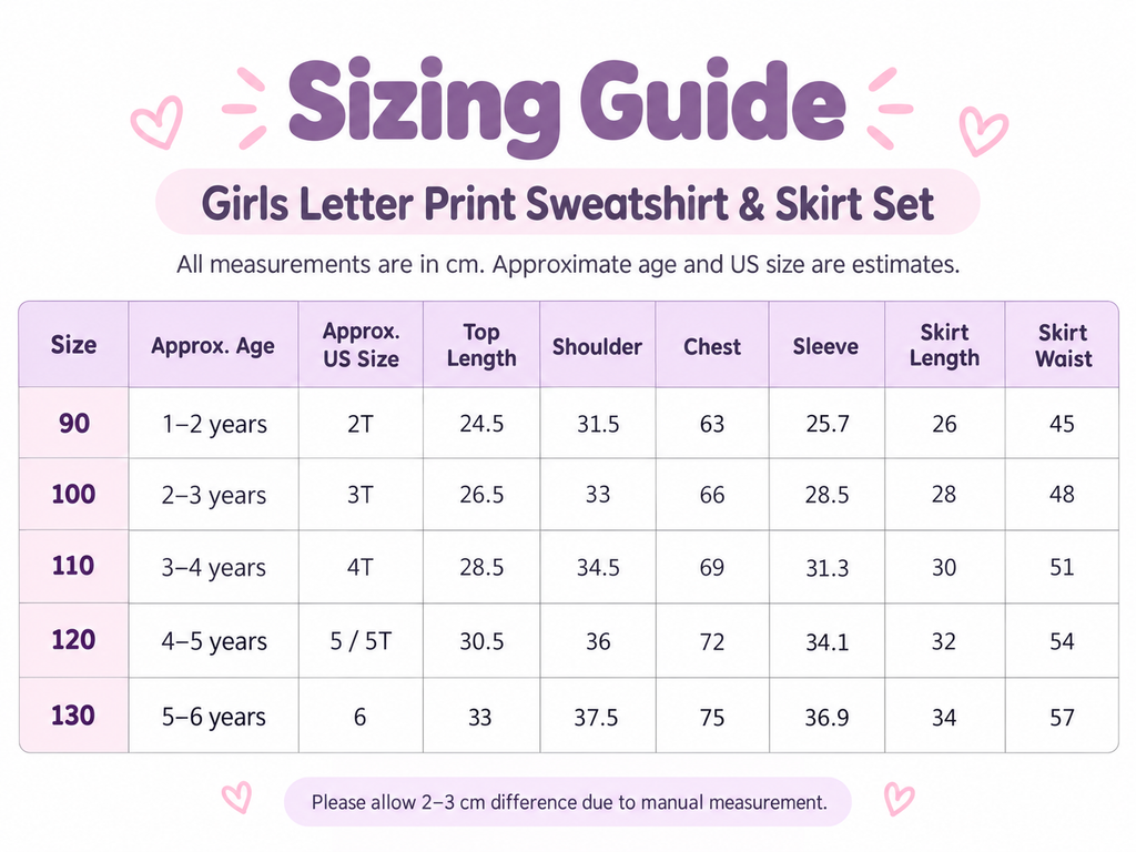 Girls Letter Print Sweatshirt & Skirt Set – 2-Piece Outfit
