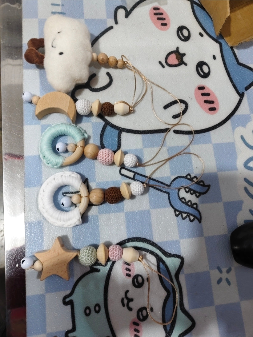 Wooden Baby Play Gym with Hanging Sensory Toys & Cloud Pendant