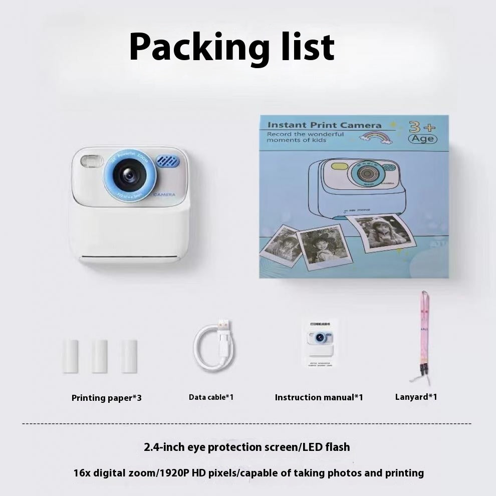 Kids Instant Print Digital Camera – 1080P Dual-Lens Camera with 2.4" IPS Screen, Thermal Printing & Games