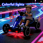 12V Electric Go Kart for Kids – Foldable 4-Wheel Ride-On with Adjustable Seat, LED Lights & Bluetooth – Blue
