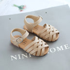 Buckle Toe Soft Sole Woven Girls Sandals - for toddlers