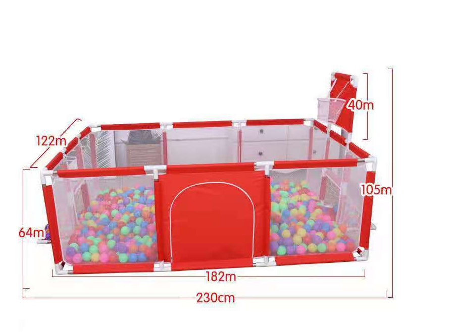 Large Baby Playpen with Basketball Hoop – Safe Indoor Play Yard for Toddlers (122 × 230 × 105 cm)