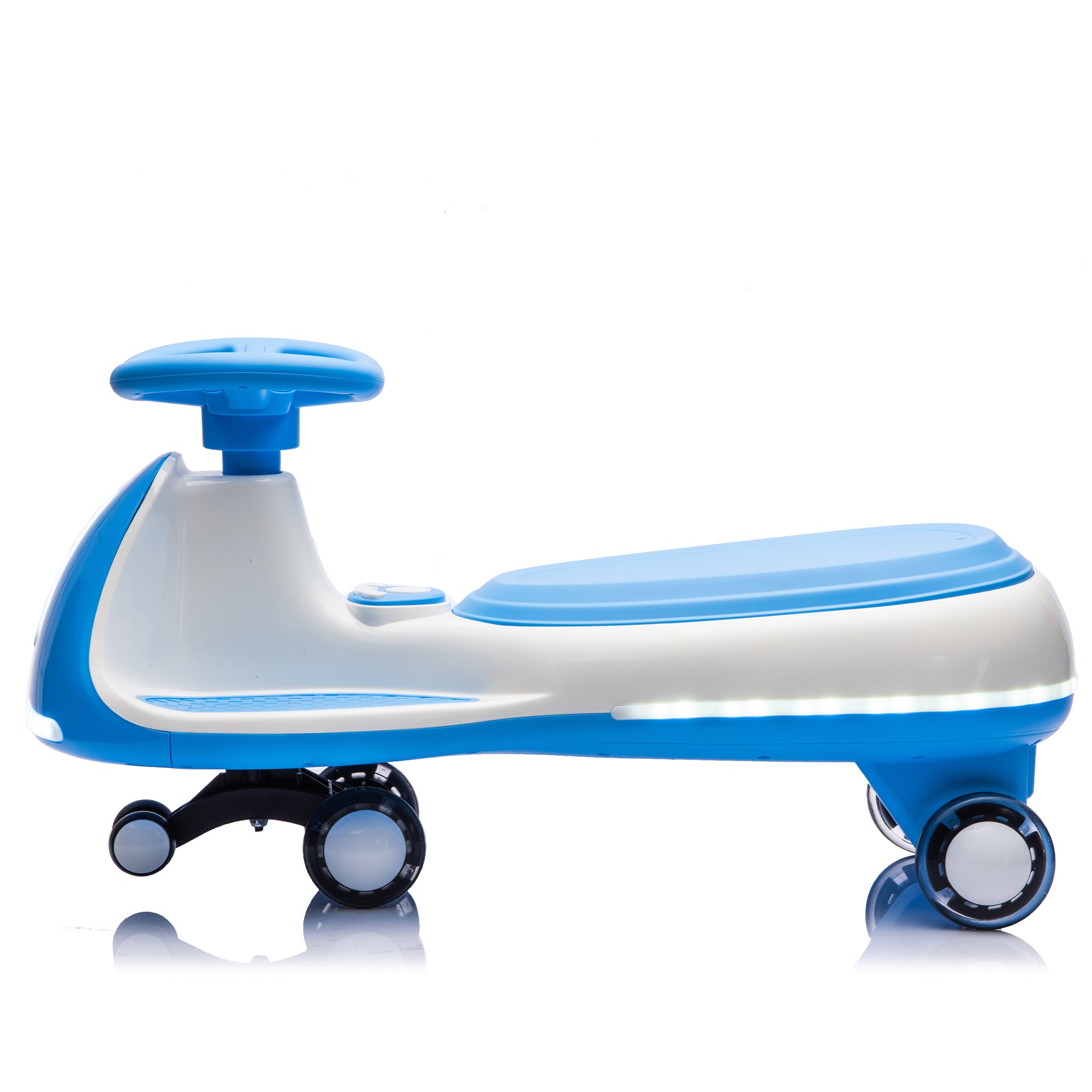 12V Kids Ride On Electric Wiggle Car W 2-in-1 Smart Design,Controllable LED Lights,Flashing PU Wheels&Wide Front Auxiliary Wheels,Triangular Stability Frame,5MPH Max Speed,Bluetooth Music,for Kids 3-8