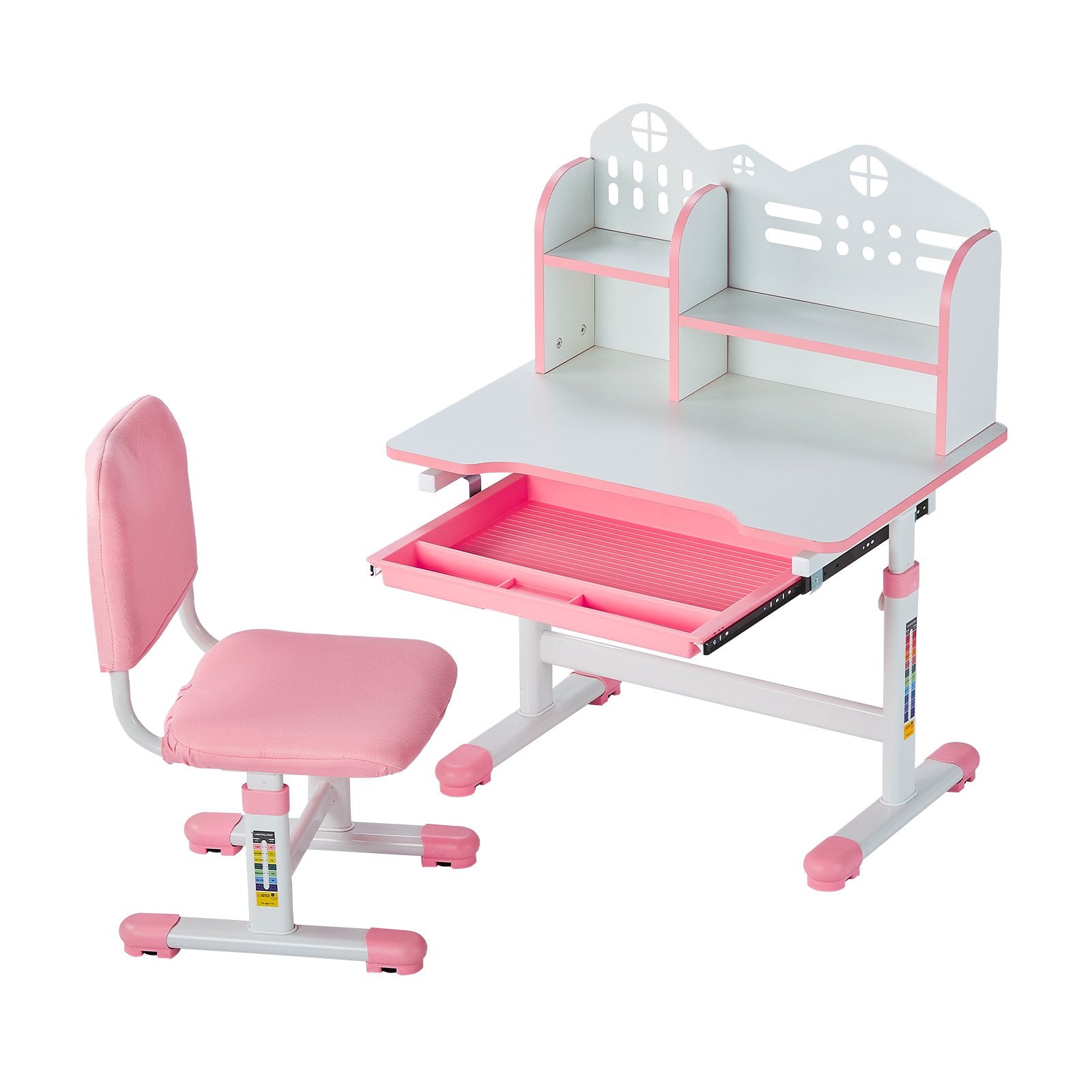 Kids Adjustable Study Desk and Chair Set – Ergonomic Learning Table with Bookshelf & Storage