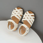 Buckle Toe Soft Sole Woven Girls Sandals - for toddlers