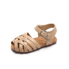 Buckle Toe Soft Sole Woven Girls Sandals - for toddlers