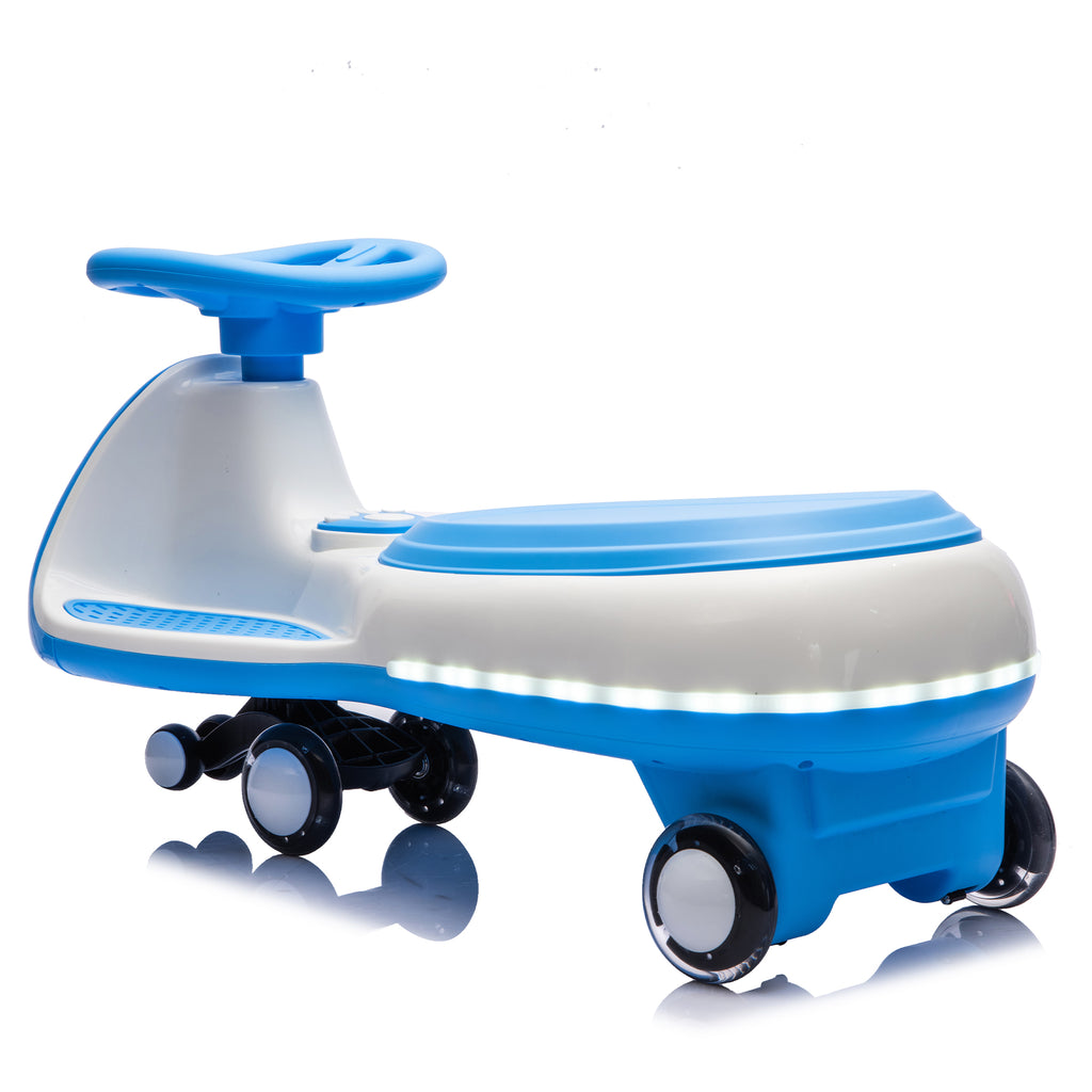 12V Kids Ride On Electric Wiggle Car W 2-in-1 Smart Design,Controllable LED Lights,Flashing PU Wheels&Wide Front Auxiliary Wheels,Triangular Stability Frame,5MPH Max Speed,Bluetooth Music,for Kids 3-8
