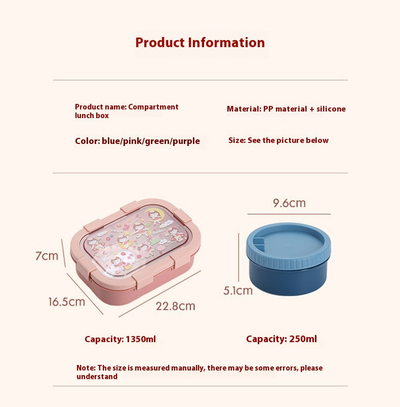 Kids’ Microwaveable Compartment Lunch Box – Cute Leak-Resistant Bento Container