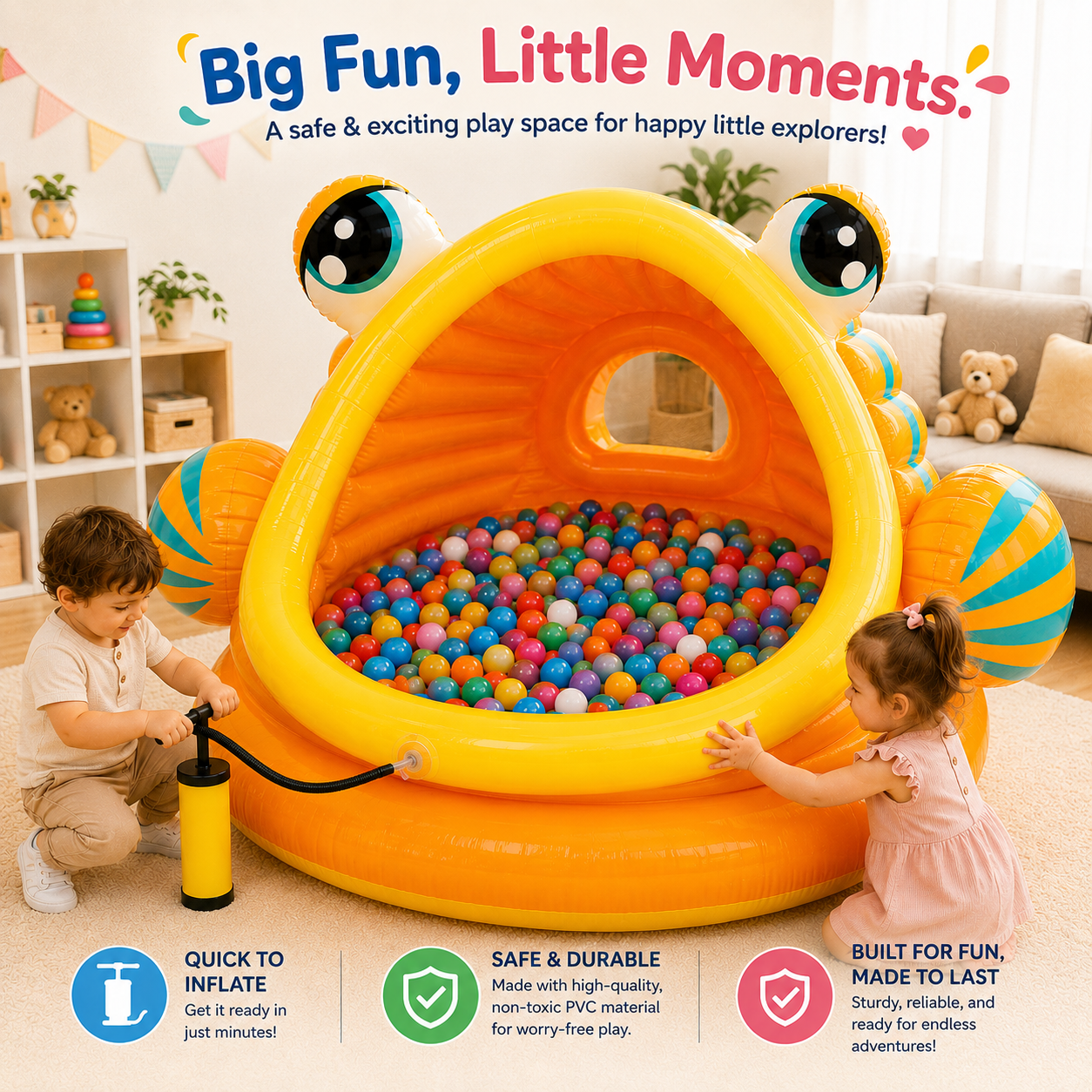 Inflatable Fish Castle Ball Pit Pool – for babies & toddlers